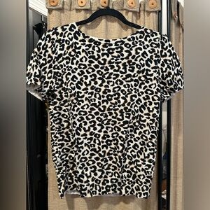 Talbots Petite Animal/ Cheetah Print Short Sleeve Top